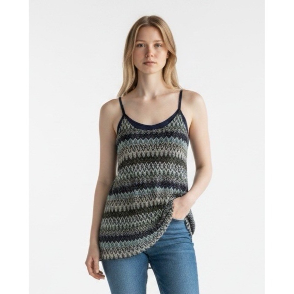 Intimately Free People Women's L ZigZag Chevron Pointelle Cami Slip Top Purple E